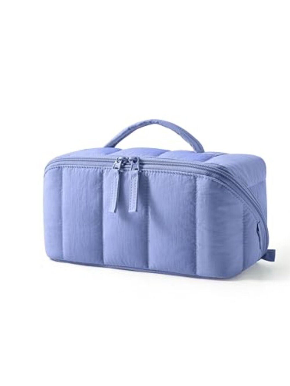 Quilted Makeup Bag Full-Open Travel Cosmetic Organizer for Women